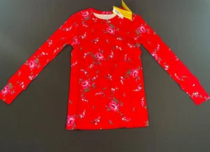 New GAP Kids Girl’s Snug Fit Floral Red Long Sleeve 2-Piece PJ Set: Size 6 - Picture 1 of 4