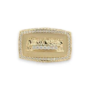 Last Supper Rectangle Ring - 10K Yellow Gold - Picture 1 of 18