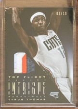 2012-13 TYRUS THOMAS PANINI INTRIGUE TOP FLIGHT UNIS PRIME 3 COLOUR PATCH 1/10!