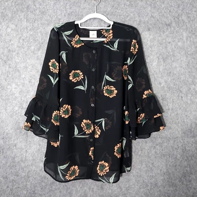 Túnica Cabi S Cottage Core Volantes Campana Gasa Botón Jardín Preppy La Di Da 5206 Foto 1 de 4