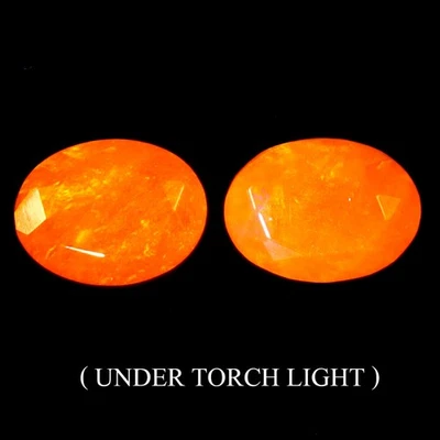 Pair 2pcs Oval Natural Hot Rainbow Orange Opal Ethiopia 1.79ct 8x6mm Gemstone - Image 1 of 4