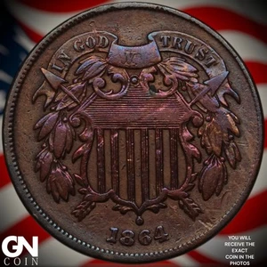 Pieza de 2 centavos 1864 A1134 - Imagen 1 de 2