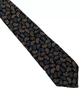 Liberty of London Black Paisley Silk USA Made Classic Neck Tie Necktie 57" 3.5" - Picture 1 of 3