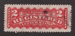 1888 / #F1b Used VF - 2 Cent Rose Carmine Registered Mail Stamp - Canada cv$150