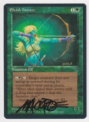 Signed Elvish Hunter NM Fallen Empires Artist Mark Poole 1994 MTG Magic Vintage! - Image 1 of 2