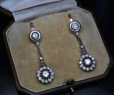 Art Deco Style Lab Created Diamond Drop Dangle 14k White Gold Filled Earrings