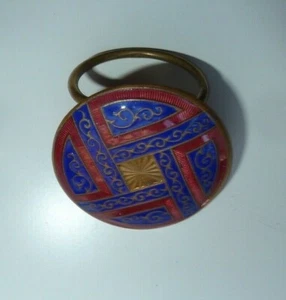 Ancien boucle de ceinture cloisonné émaillé Art Deco orientaliste bijou vintage - Picture 1 of 7