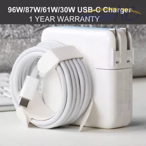 Caricabatterie USB-C 96 W/87 W/61 W/30 W per Apple MacBook Air/Pro 13 15 16 adattatore di alimentazione - Foto 1 di 9