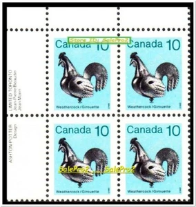 CANADA 1982 WEATHERCOCK ROOSTER ARTIFACT FV FACE 40 CENT MNH STAMP CORNER BLOCK - Picture 1 of 5