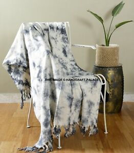 Baumwolle Batik Färbung Tagesdecke mit Fransen Für Stuhl Sofa Dekorativ Rustikal