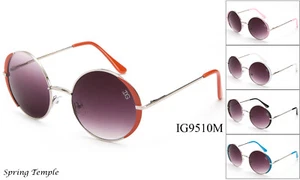 Round Metal Retro Colorful Sunglasses Women Fashion Spring Temple - Picture 1 of 7