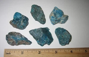6 KLEINE NATÜRLICHE GROBE 0,9" - 1,3" SATTE BLAUE APATITKRISTALLE MADAGASKAR ~ 86,7g *2 - Bild 1 von 10