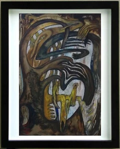Gouache sur Carton COMPOSITION SURREALISTE Signé G. VON DER LOO - Imagen 1 de 5