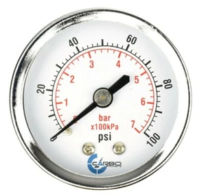 2" Pressure Gauge - Chrome Plated Steel Case, 1/4"NPT, Back Mnt. 100 PSI - Picture 1 of 3