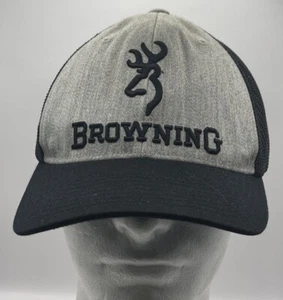 Browning Deer Logo Adult Baseball Cap Hat Flex Fit L/XL Black Hunting Outdoors - Picture 1 of 9