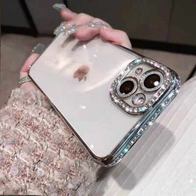 For iPhone 15 14 13 Pro 16 Pro Max Diamond GLITTER Case Clear Bling Hard Cover - Image 1 of 4