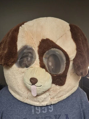 Giant Plush Mask Dog Be Happy Whole Head  - Image 1 of 4