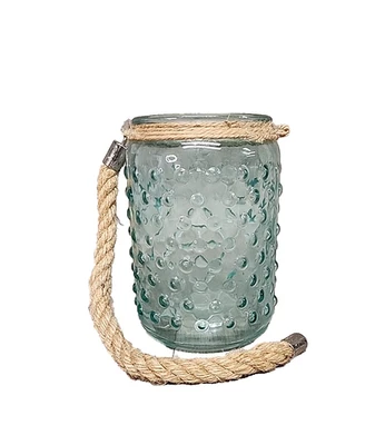 Blue Hobnail Rope Handle Candle Lantern Vase 6" Tall - Read! - Image 1 of 4