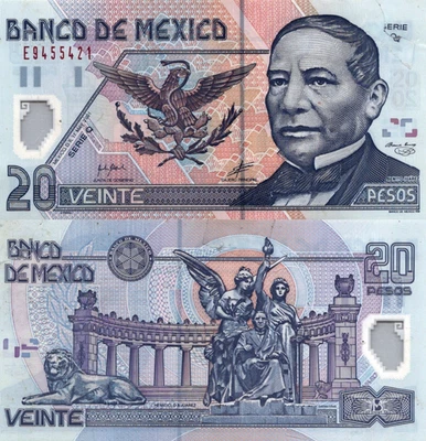 México 20 Pesos 2001 Pick# 122 XF-AU (Reparado) Foto 1 de 2