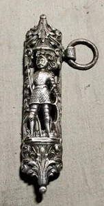 FANCY ANTIQUE KNIGHT FEATURED SILVER COLOR SCABBARD PORTION WITH CUT-OUT DESIGN - Picture 1 of 11