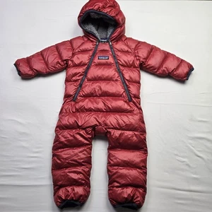 Patagonia Baby Hi Loft Down Sweater Bunting Snowsuit Red Wine Size 3 6M [60102] - Picture 1 of 7