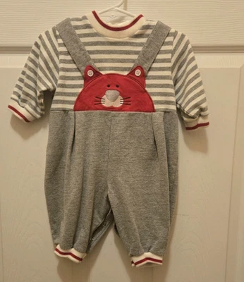 Buster Marrón 3/6 Meses Mameluco Entrecruzado Espalda y Gatito Delantero Foto 1 de 4