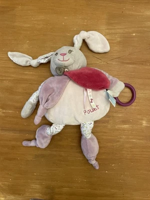 MC/ Doudou d'éveil lapin BABYNAT Diablotine pantin d'activités rose 27 cm anneau - Photo 1/4