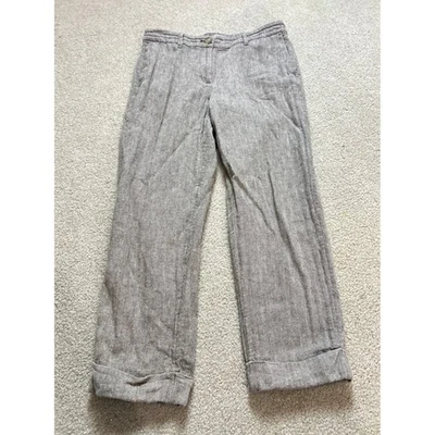 Pantalones Cortos J. Jill Espiga Lino Mezcla Algodón Mujer Talla 4 Marrón Tostado Foto 1 de 4