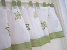 Pretty Leave Embroidery Green Border Tape Sheer Curtain New