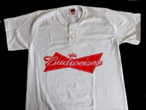 VTG DEADSTOCK NOS Budweiser Red Logo Baseball Jersey Shirt Alleson Athletic MED - Picture 1 of 8