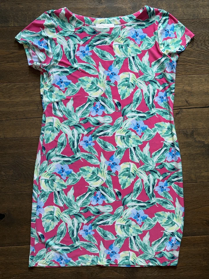 Vestido Cappagallo para mujer MEDIANO ~ Túnica elástica manga 3/4 rosa floral Foto 1 de 4