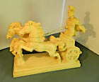 Sculpture vintage en char romain sculpté moulé simulé chevaux ivoire Rome