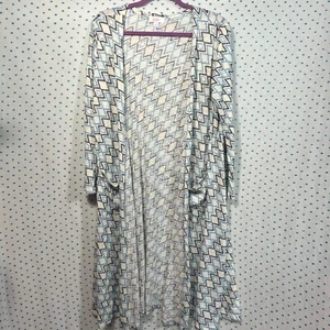LulaRoe Large Geometric Multi-Colored Lightweight Duster Cardigan w/ Pockets - Picture 1 of 6