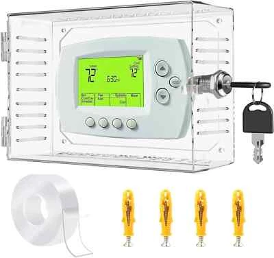 Universal Thermostat Lock Box With Key,Clear Large Thermostat Cover For On Guard - Image 1 of 4
