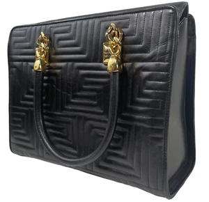 Bolso de cuero acolchado negro vintage Valentino Orlandi hecho en Italia - Imagen 1 de 12