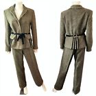 TUZZI Wool/Silk Blend Tweed Blazer & Pants Set Sz 10 Green
