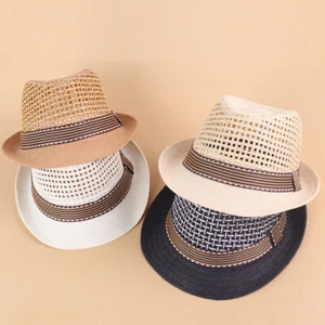 Baby Kids jazz Style Straw Hat Summer Toddler Boys Girls Outdoor Play Sun Hats - Picture 1 of 15