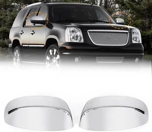For 07-14 Chevy Silverado GMC Sierra Yukon Chrome Mirror Cover Caps Replacement - Picture 1 of 16