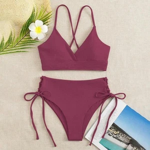 Women's High Waisted Bikini Swimsuit for Home Club and Holiday Activities - Picture 1 of 17