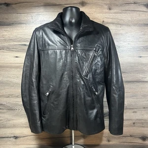 Marc New York schwarze Lederjacke Herren Größe S – klassischer Mantel im Bomberstil - Bild 1 von 12