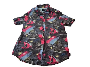 Camisa informal para hombre Ocean Current M algodón hawaiano bailarines de hula palmeras - Imagen 1 de 6