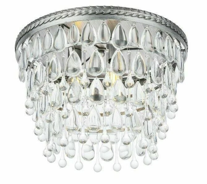 Suporte embutido antigo prata sala de jantar cristal gota luz banheiro iluminação 15" - Imagem 1 de 4