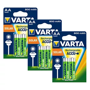 6 x VARTA SOLAR Accu AA Rechargeable Batteries 800 mAh HR6 56736 1.2V - Picture 1 of 3