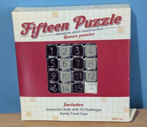 Fifteen Puzzle Stainless Steel Quinze w/ Travel Case and Challenge Book 2012 - Picture 1 of 6