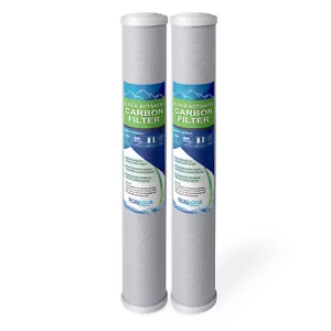 20" x 2.5" Block Carbon Water Filter 5 Micron Whole House Cartridges Set of 2 - Picture 1 of 9
