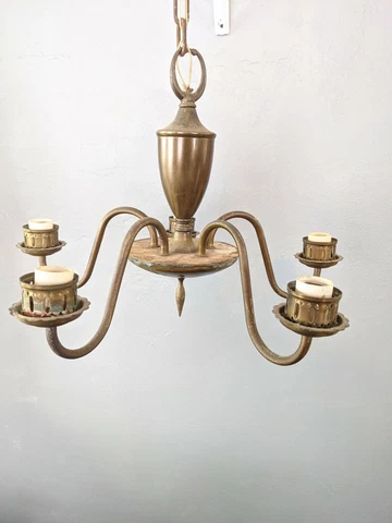 ANTIQUE  BRASS CHANDELIER  5  LIGHT Cover