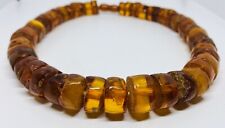 Rare Antique Genuine Cognac Baltic Amber African Trade Bead Stand Necklace