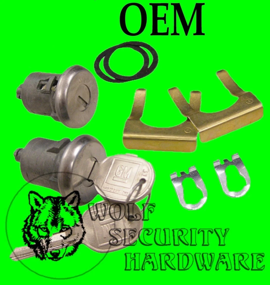 Par de cilindros de llave de cerradura de puerta Buick GM (mediana) cromados con 2 llaves con logotipo GM 609730 Foto 1 de 2