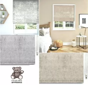 New Crushed Velvet Roller Blind Trimable Soft Touch Fabric Easy Fitting Blinds - Picture 1 of 9