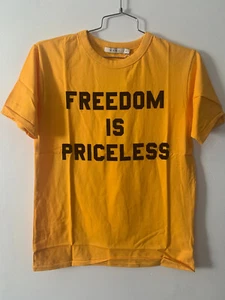 MNML Freedom Is Priceless Yellow T-Shirt Size S NWT - Picture 1 of 5
